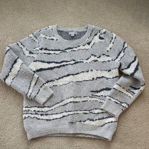 Barefoot Dreams Gray and Cream Woman’s Crewneck Sweater